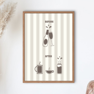 Before & After Baby – Affiche A4 humoristique