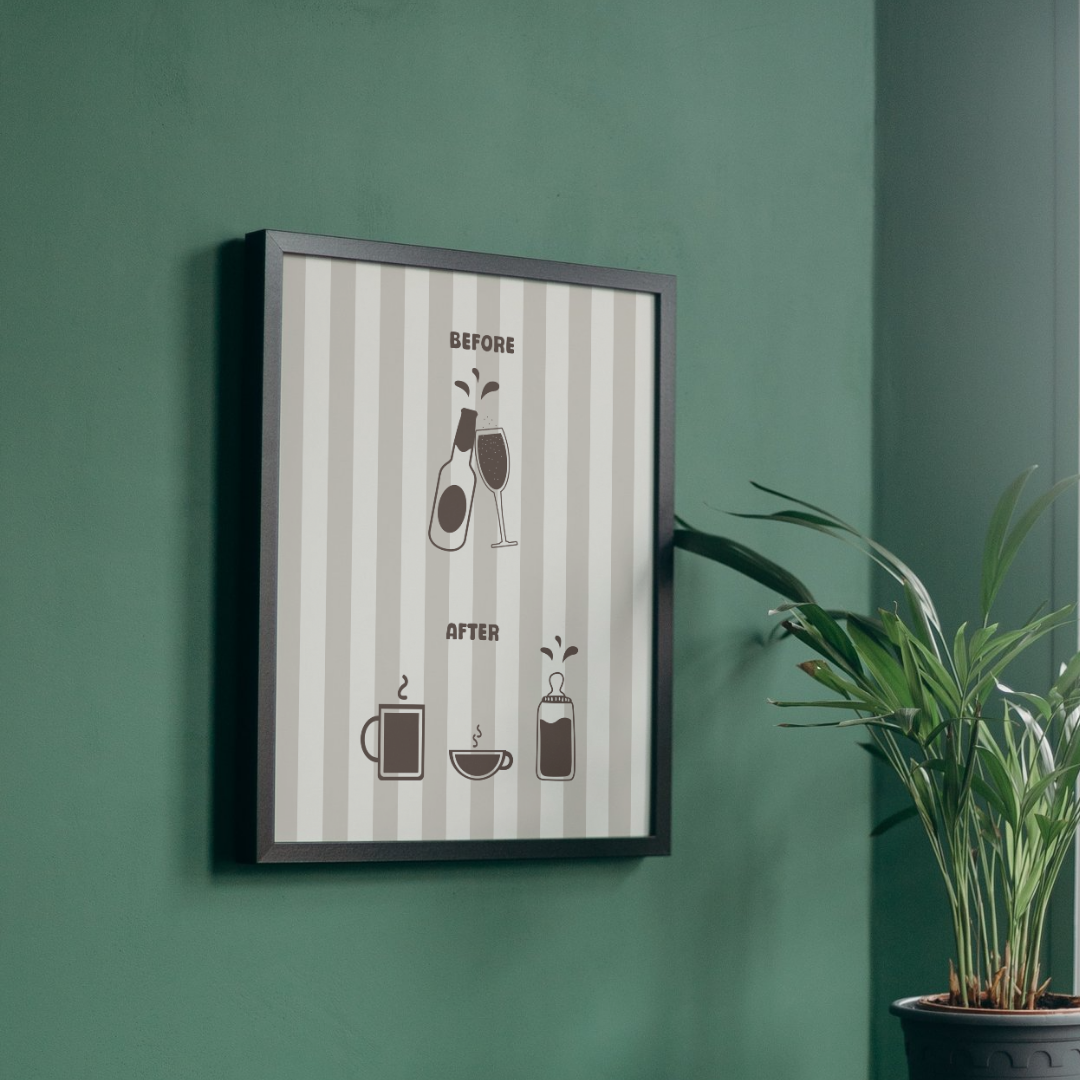 Before & After Baby – Affiche A4 humoristique – Image 2