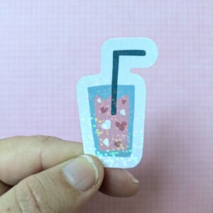 Love on Ice – Sticker boisson glacée remplie de cœurs